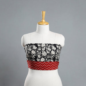 Black - Block Printed Cotton Bagru Blouse Piece 03