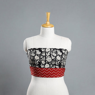 Black - Block Printed Cotton Bagru Blouse Piece 03