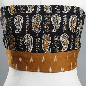 Black - Block Printed Cotton Bagru Blouse Piece 04