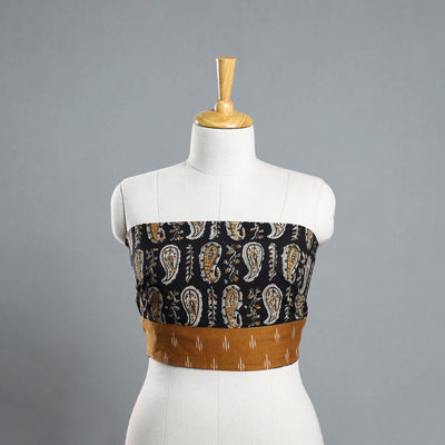 Black - Block Printed Cotton Bagru Blouse Piece 04