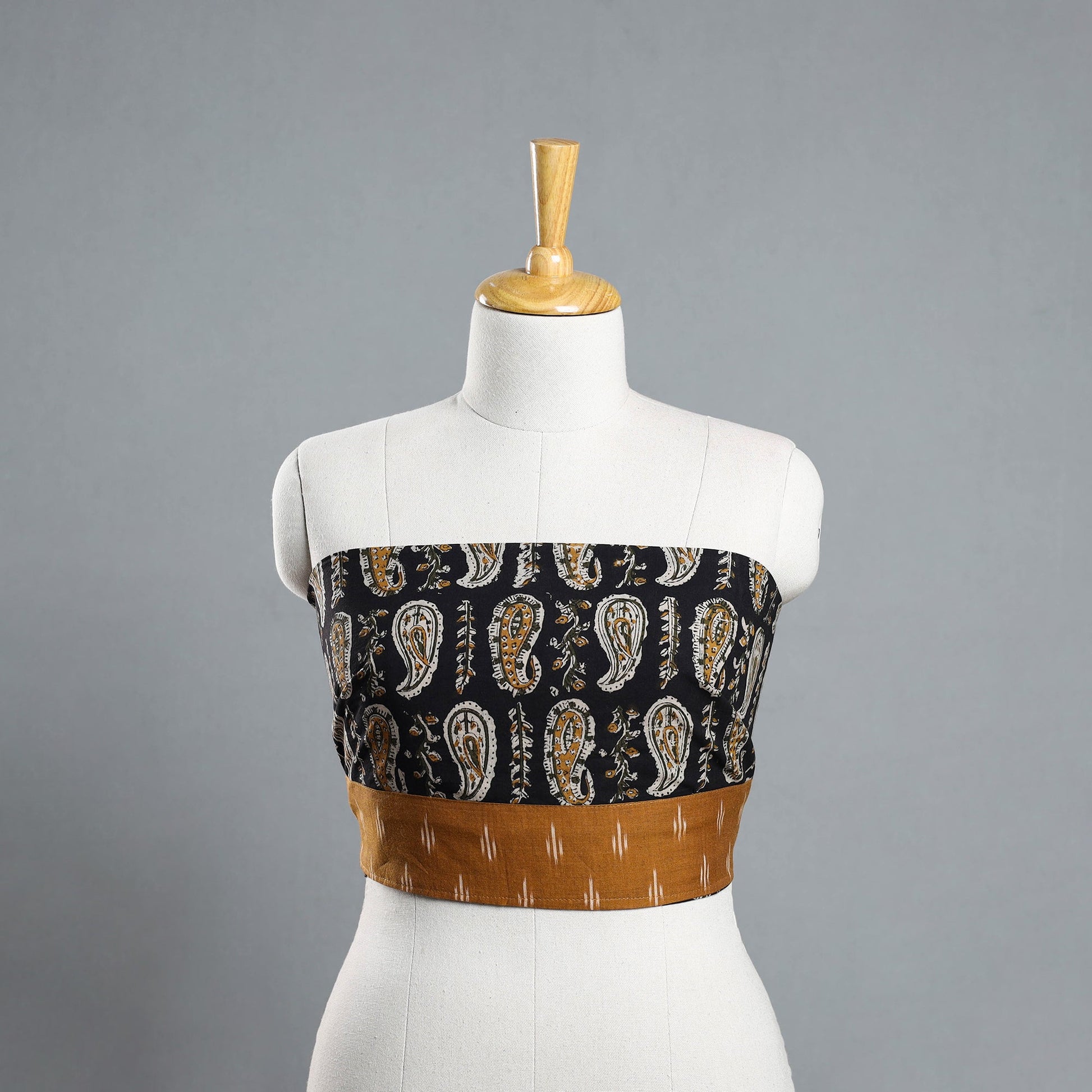 Black - Block Printed Cotton Bagru Blouse Piece 04