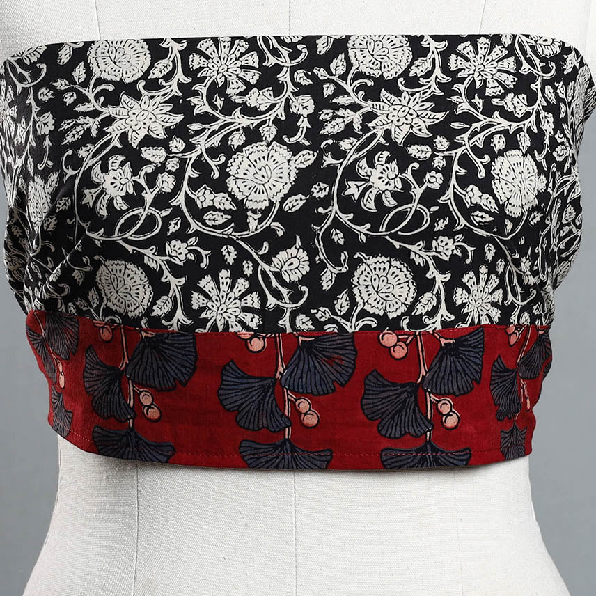 Black - Block Printed Cotton Bagru Blouse Piece 05