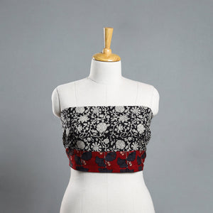 Black - Block Printed Cotton Bagru Blouse Piece 05