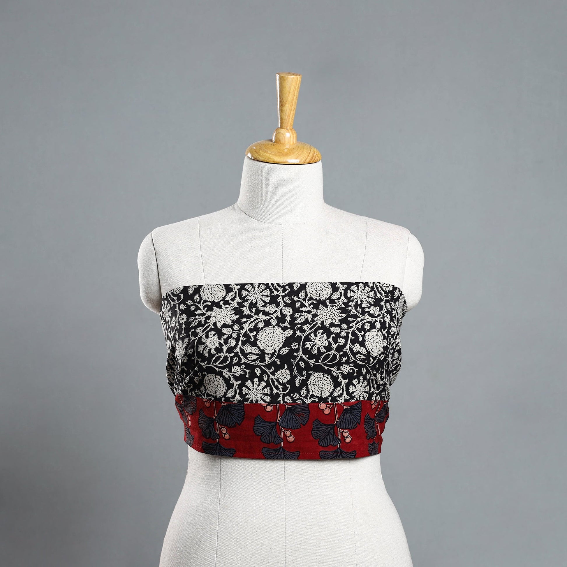 Black - Block Printed Cotton Bagru Blouse Piece 05