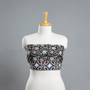 Black - Block Printed Cotton Bagru Blouse Piece 06