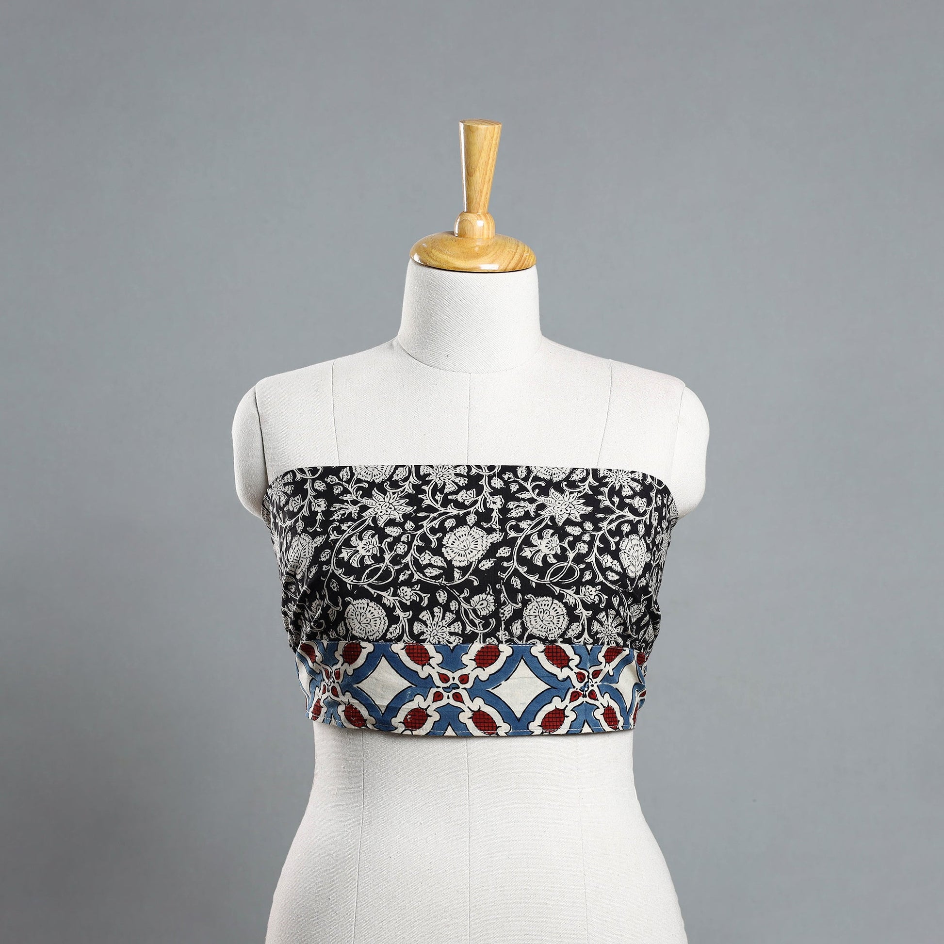 Black - Block Printed Cotton Bagru Blouse Piece 06