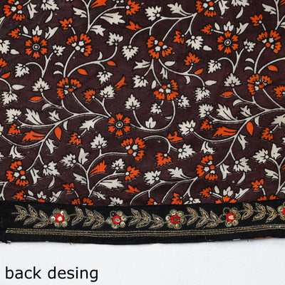 Black - Zardozi Hand Embroidered Kalamkari Cotton Blouse Piece 09