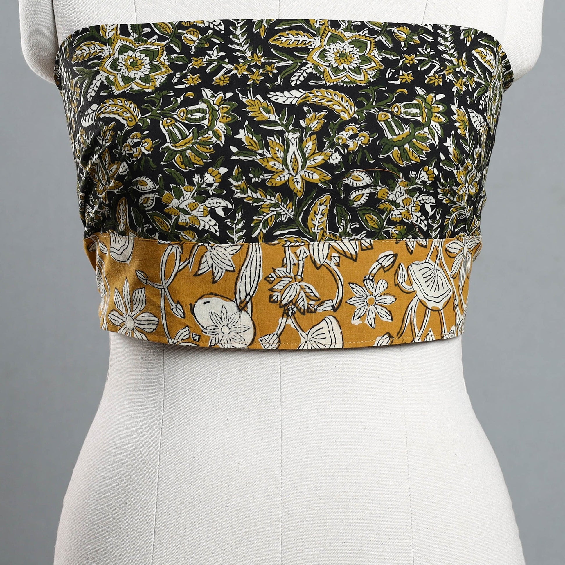 Black - Block Printed Cotton Bagru Blouse Piece 07
