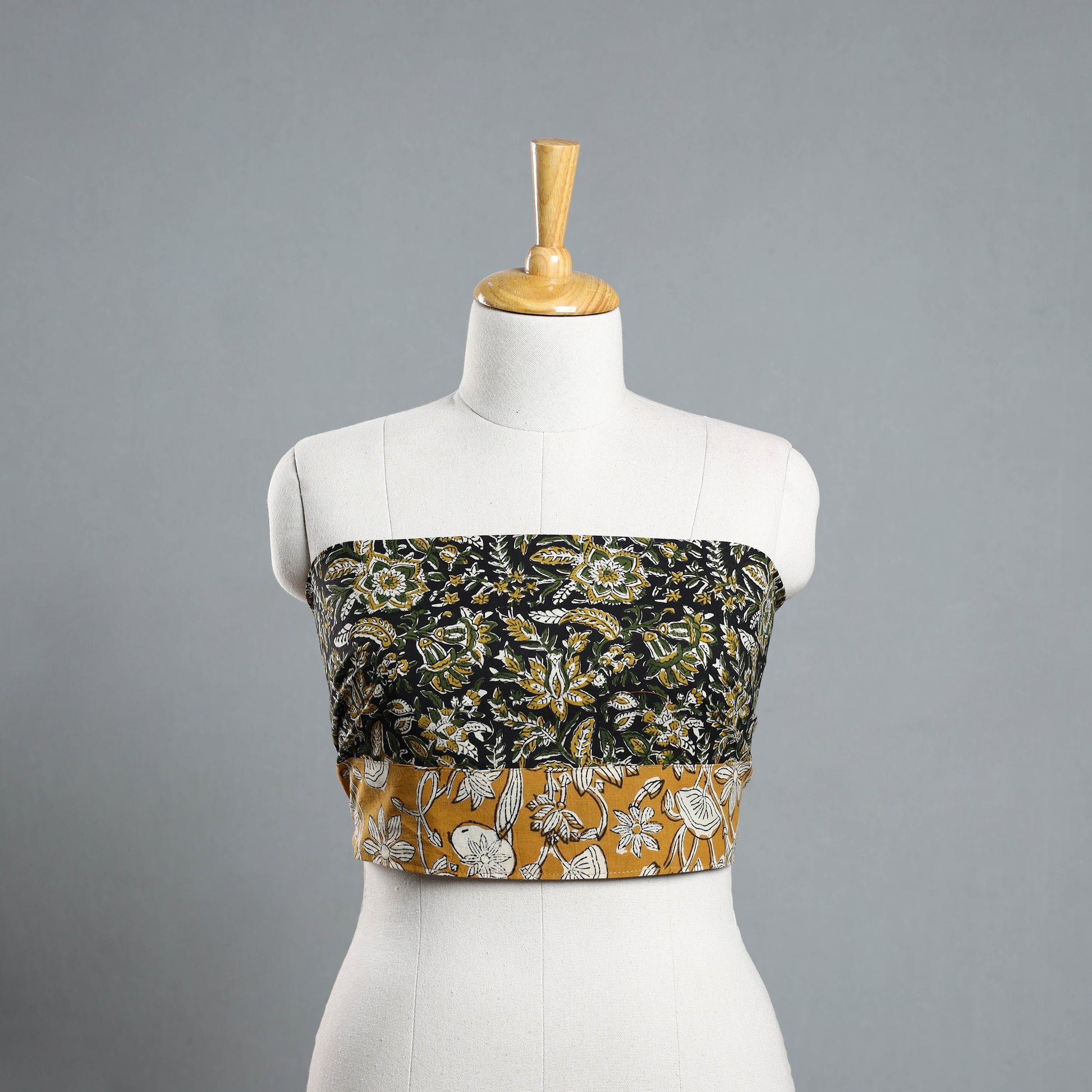 Black - Block Printed Cotton Bagru Blouse Piece 07