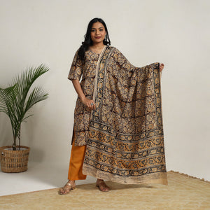 Brown - Block Printed Cotton Kalamkari Kurta Set 13