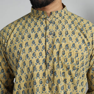 Ajrakh Block Printed Cotton Men Short Kurta 01