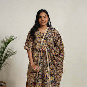 Brown - Block Printed Cotton Kalamkari Kurta Set 13
