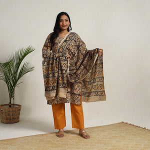 Brown - Block Printed Cotton Kalamkari Kurta Set 13