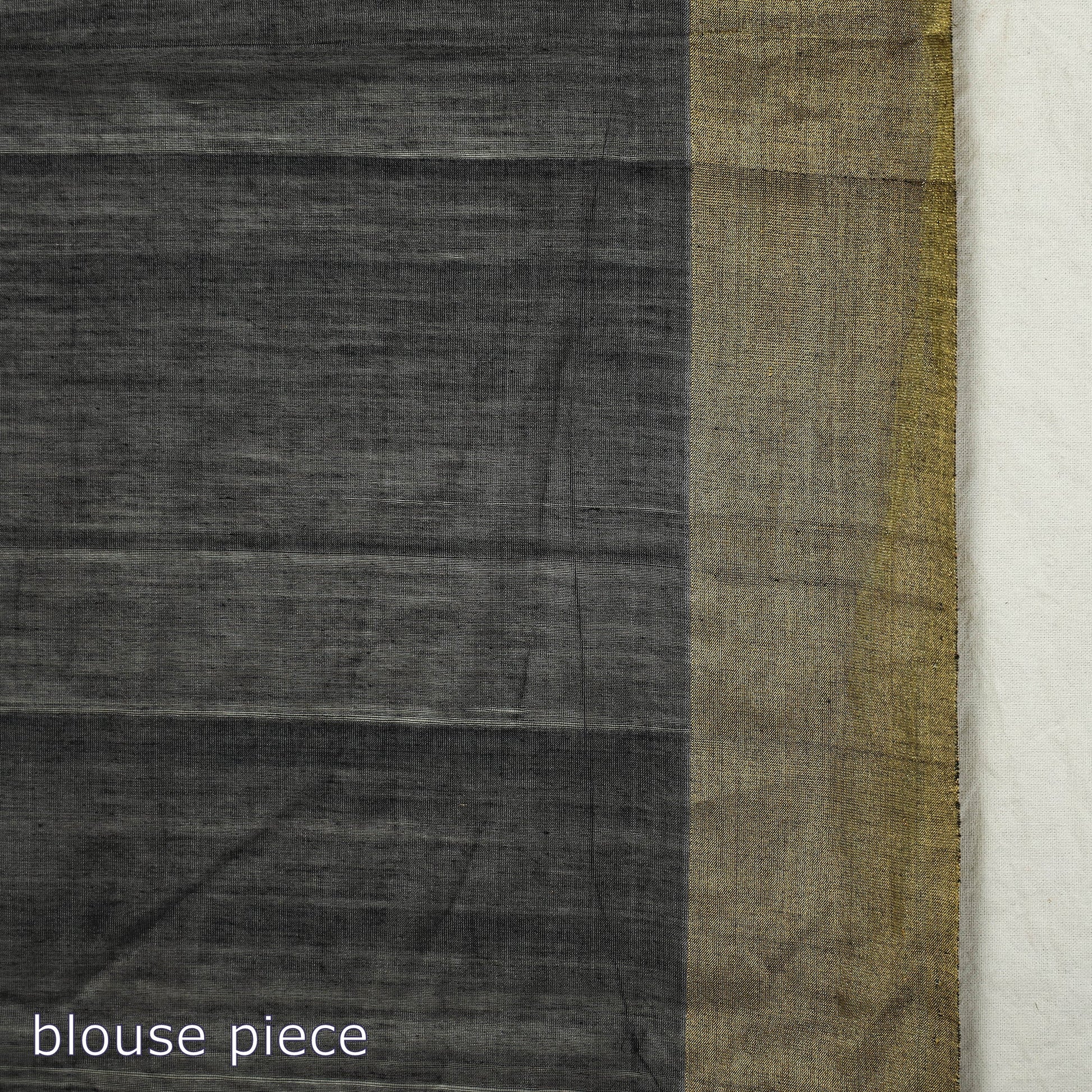 Black - Traditional Chanderi Silk Handloom Saree with Zari Border & Buta