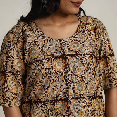 Brown - Block Printed Cotton Kalamkari Kurta Set 13