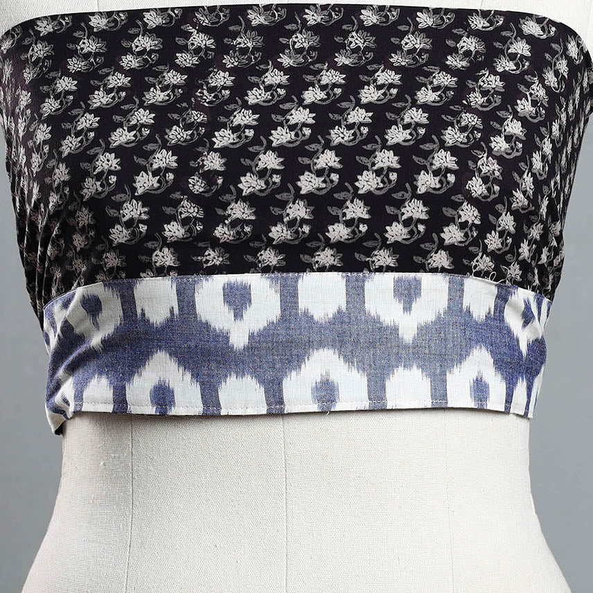 Black - Block Printed Cotton Bagru Blouse Piece 14