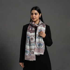 Brown - Pure Wool Block Print Sanganeri Stole 16