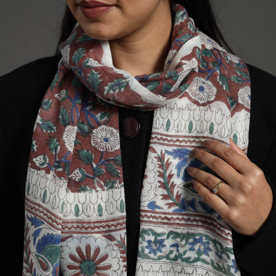 Brown - Pure Wool Block Print Sanganeri Stole 16