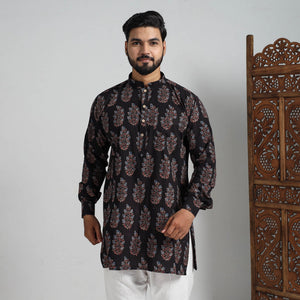 Ajrakh Block Printed Cotton Men Short Kurta 02