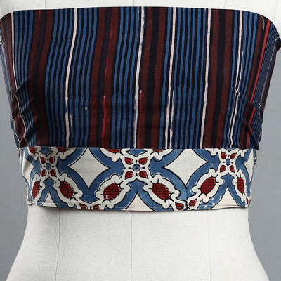 Blue - Block Printed Cotton Bagru Blouse Piece 16
