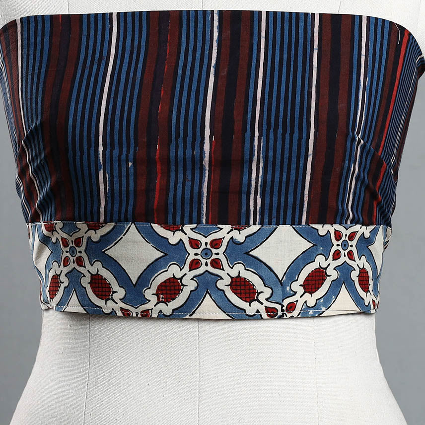 Blue - Block Printed Cotton Bagru Blouse Piece 16