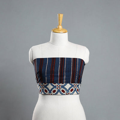Blue - Block Printed Cotton Bagru Blouse Piece 16