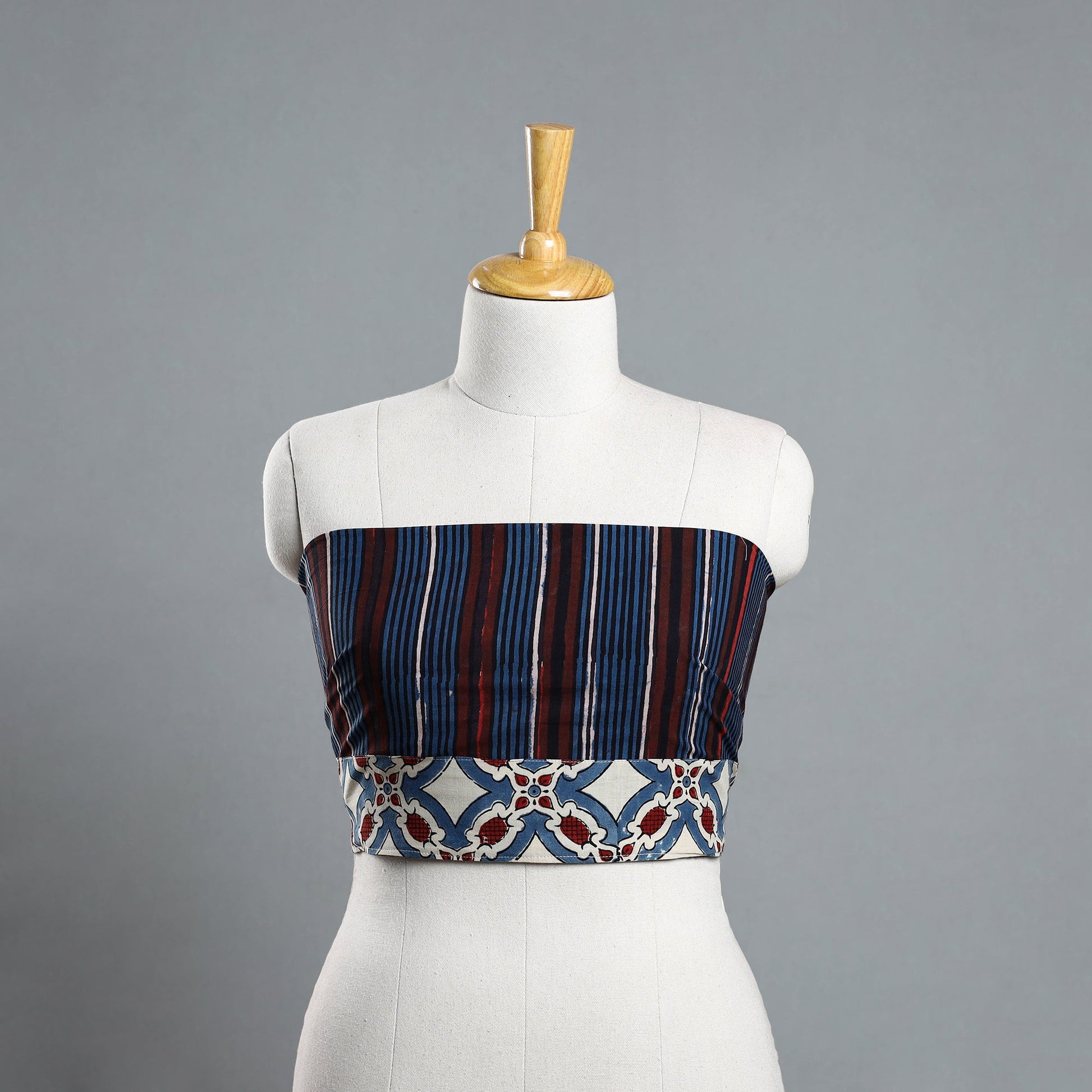 Blue - Block Printed Cotton Bagru Blouse Piece 16