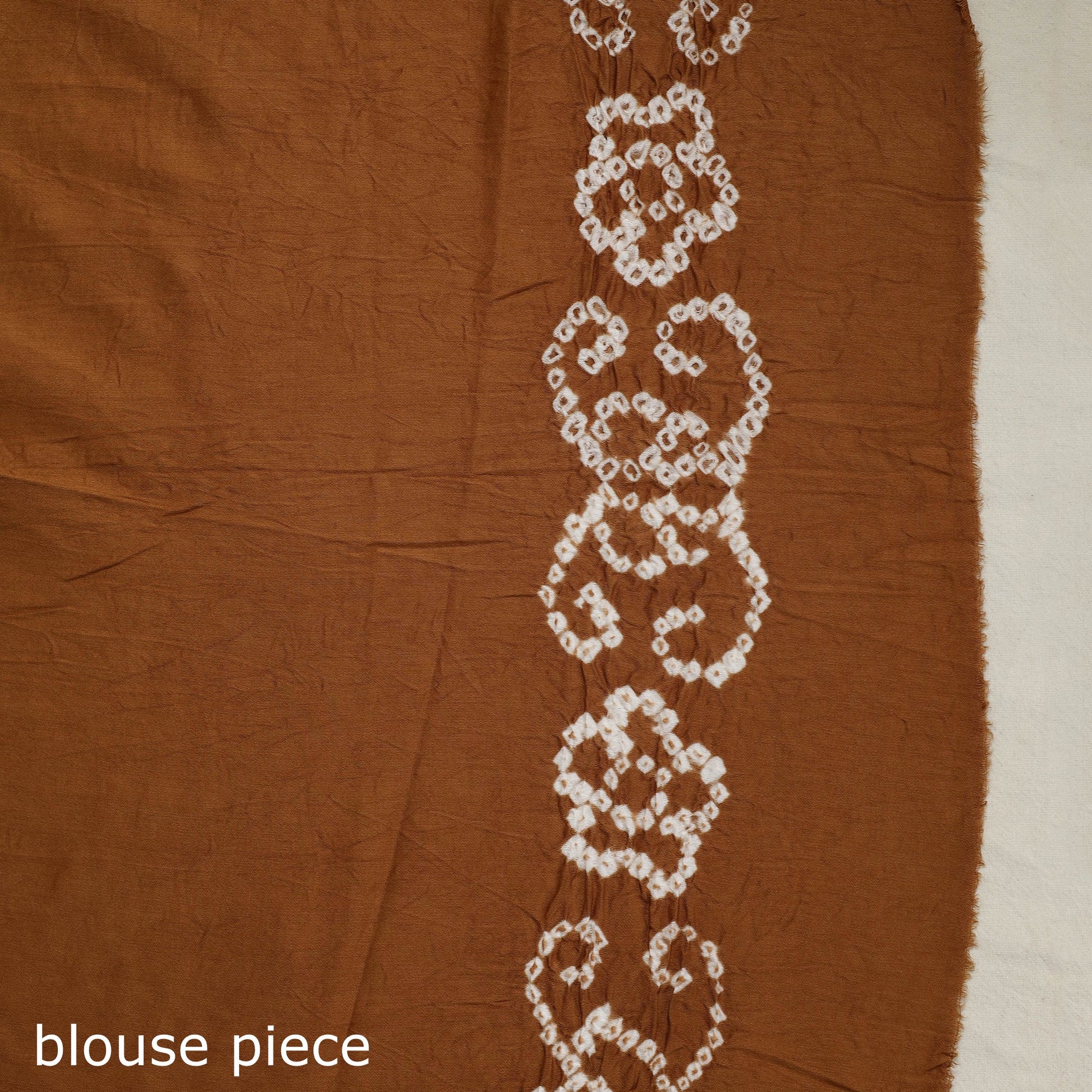 Brown - Kutch Bandhani Tie-Dye Cotton Saree with Blouse Piece