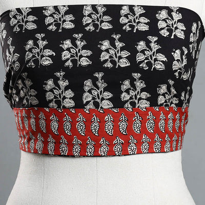 Black - Block Printed Cotton Bagru Blouse Piece 17
