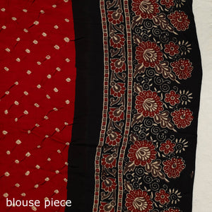 Brown - Kutch Bandhani Tie-Dye Modal Silk Ajrakh Block Printing Saree