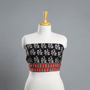 Black - Block Printed Cotton Bagru Blouse Piece 17