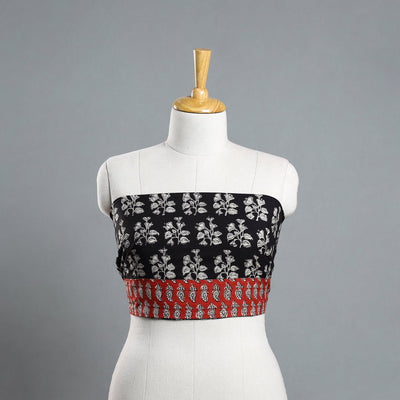 Black - Block Printed Cotton Bagru Blouse Piece 17