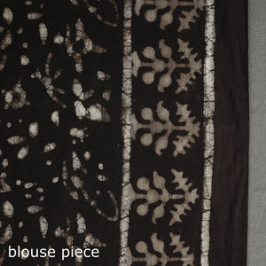 Brown - Pipad Hand Block Printed Cotton Saree