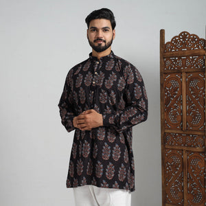 Ajrakh Block Printed Cotton Men Short Kurta 02
