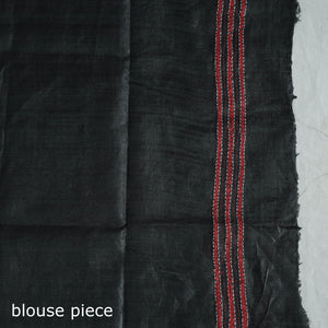 Black - Bengal Kantha Hand Embroidery Pure Tussar Silk Handloom Saree