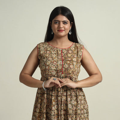 Brown - Cotton Block Print Kalamkari Kurta