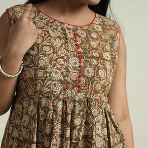 Brown - Cotton Block Print Kalamkari Kurta