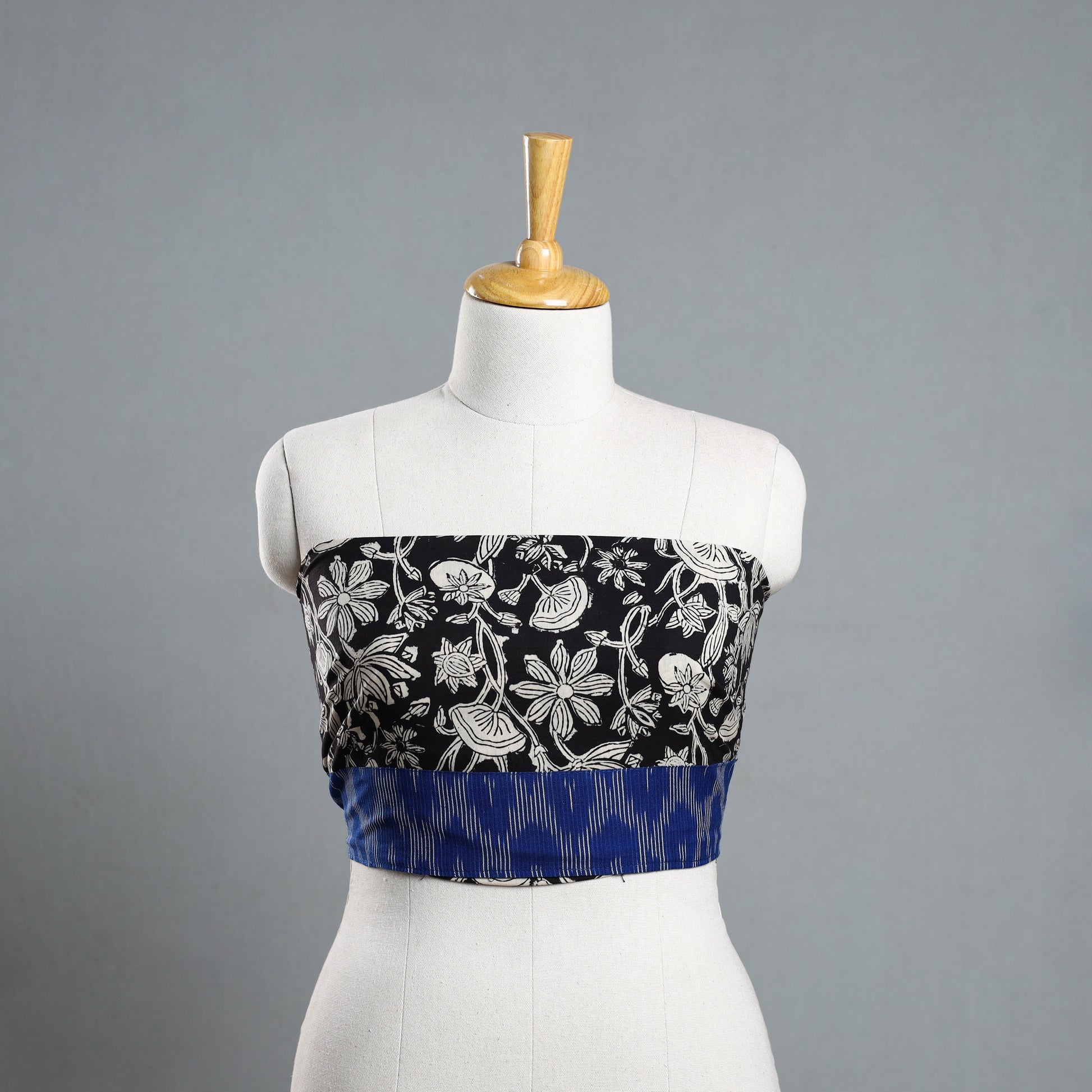 Black - Block Printed Cotton Bagru Blouse Piece 21