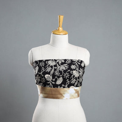 Black - Block Printed Cotton Bagru Blouse Piece 22
