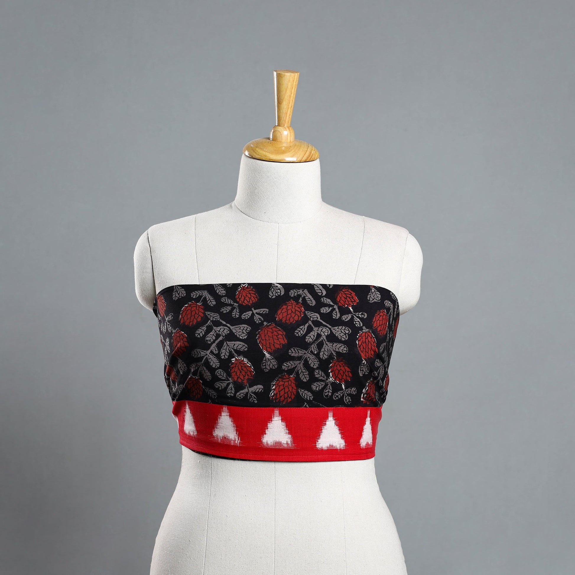 Black - Block Printed Cotton Bagru Blouse Piece 24