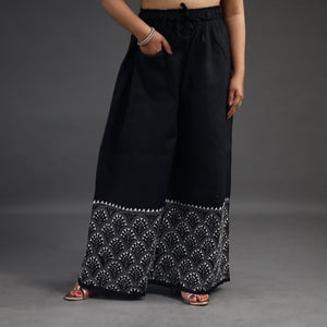 Black - Kantha Hand Embroidery Palazzo in Cotton 04