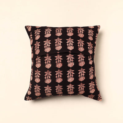 Brown - Bagh Block Printed Cotton Cushion Cover (16 x 16 in) 28