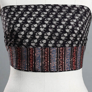 Black  - Block Printed Cotton Bagru Blouse Piece 27