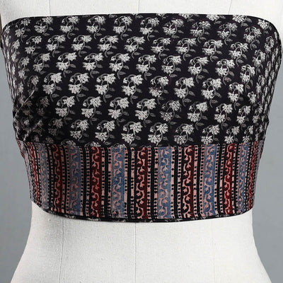 Black  - Block Printed Cotton Bagru Blouse Piece 27