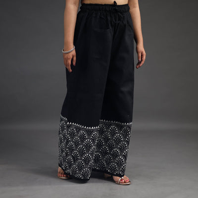 Black - Kantha Hand Embroidery Palazzo in Cotton 04