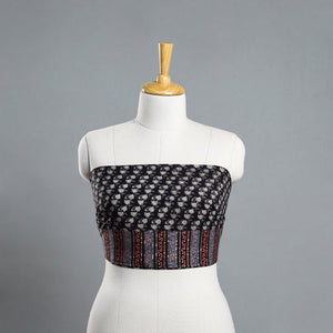 Black  - Block Printed Cotton Bagru Blouse Piece 27