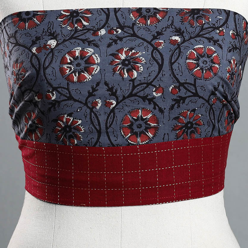 Blue - Block Printed Cotton Bagru Blouse Piece 29