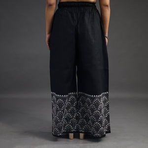 Black - Kantha Hand Embroidery Palazzo in Cotton 04