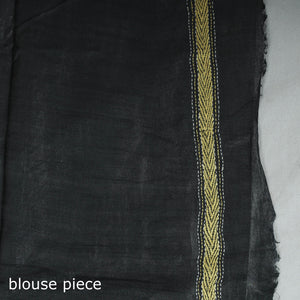 Black - Bengal Kantha Hand Embroidery Pure Tussar Silk Handloom Saree
