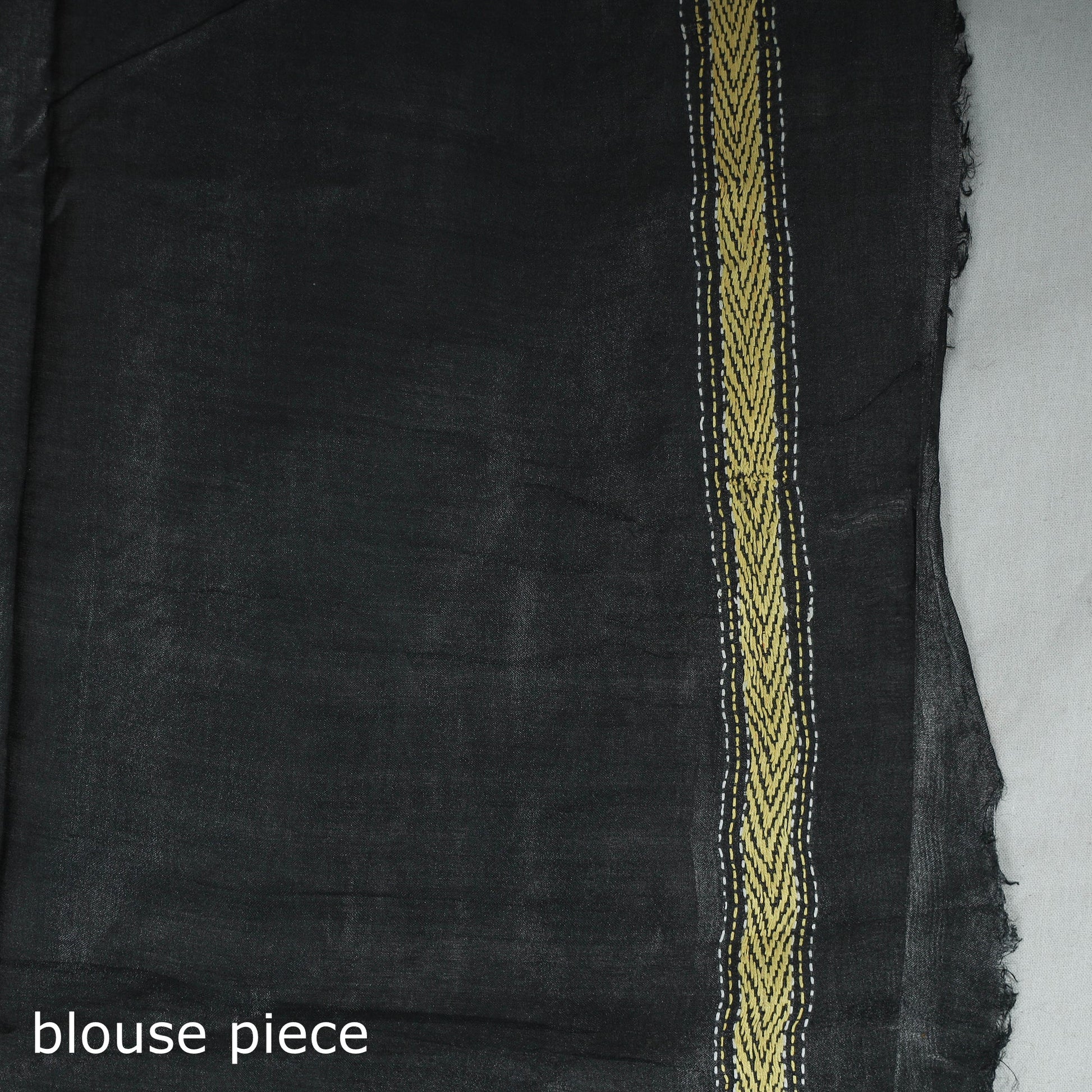 Black - Bengal Kantha Hand Embroidery Pure Tussar Silk Handloom Saree